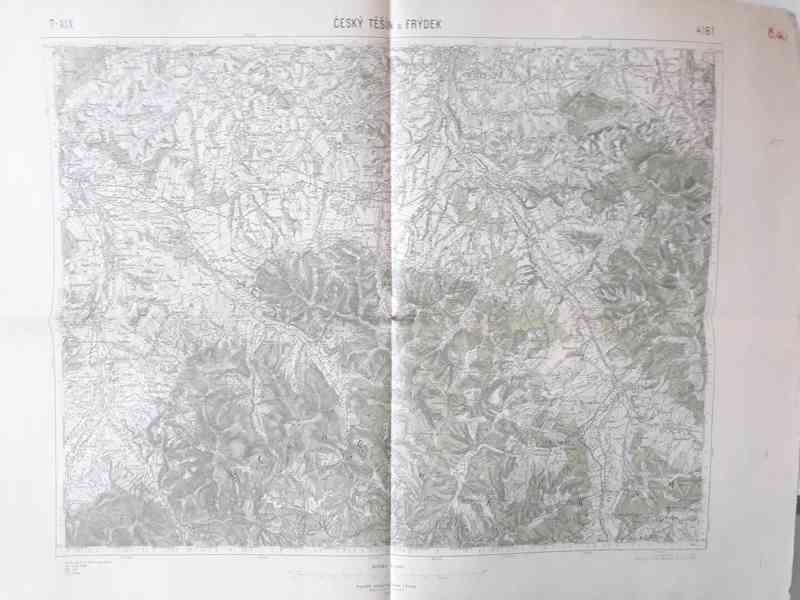 Mapa Český Těšín a Frýdek 1927, měř. 1:75 000 - foto 1