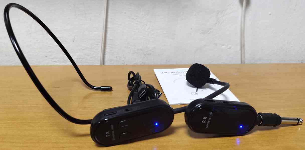 Nový bezdrátový náhlavní mikrofon s přijímačem 2,4 Gz - foto 2