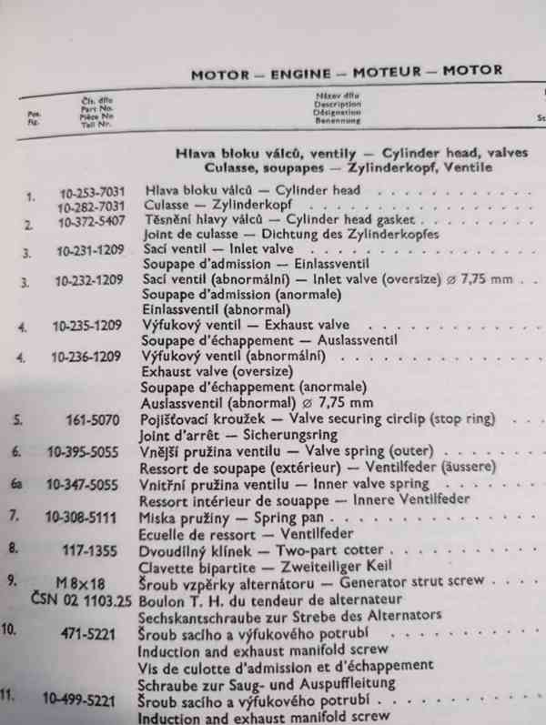 Nepoužitý seznam náhradních dílu na Škoda 110R erko. - foto 7