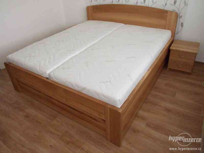 Nová dubová postel s úložným prostorem o síle 4 cm, Odvezu - foto 2