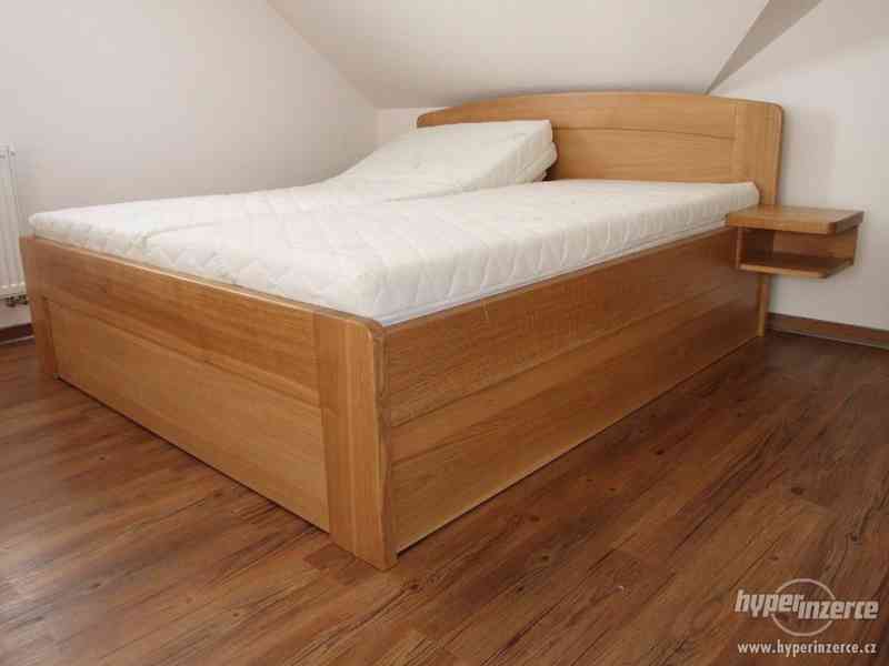 Nová dubová postel s úložným prostorem o síle 4 cm, Odvezu - foto 7