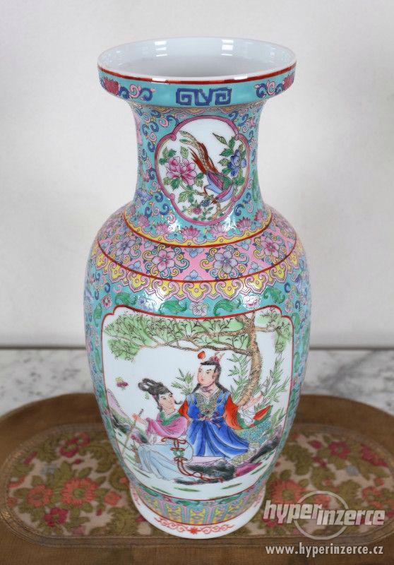 Čínská ručně malovaná váza. Signovaná - foto 3