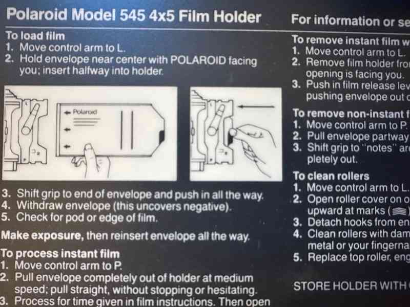 Polaroid 545 - držák filmu, Film Holder  - foto 3