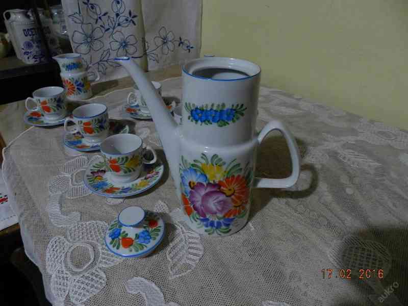 Krásný kávový malovaný servis pro 6 osob Chodsko - foto 6
