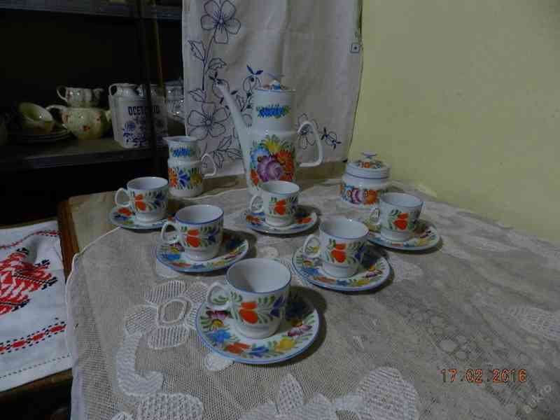 Krásný kávový malovaný servis pro 6 osob Chodsko - foto 1