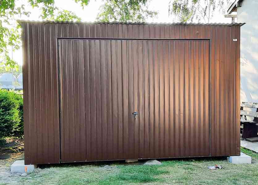 Plechova garáž 4m x 6m spád dozadu výklopná vrata TS271 - foto 4