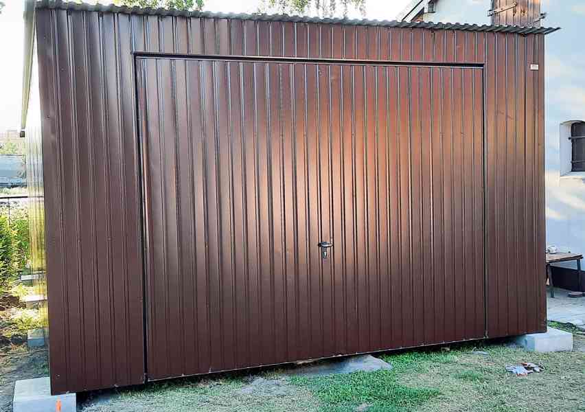 Plechova garáž 4m x 6m spád dozadu výklopná vrata TS271 - foto 3