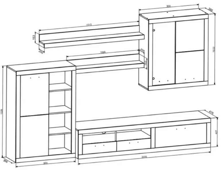 Obývací stěna dub sonoma bílá - foto 2