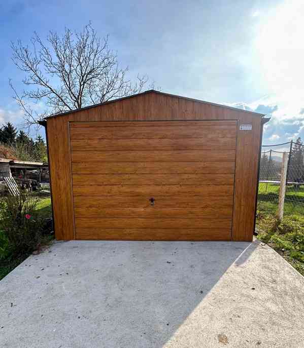 Plechova garáž 4x12m - výklopná vrata dveře - 2x okno TS856 - foto 5