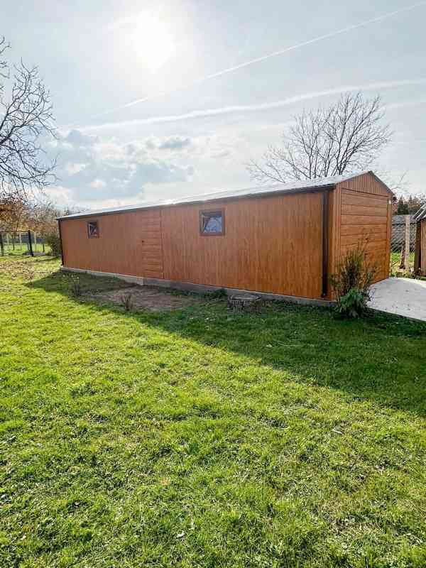 Plechova garáž 4x12m - výklopná vrata dveře - 2x okno TS856 - foto 3
