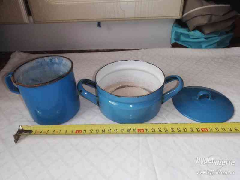 Modré smaltované nádobí - 3 ks - foto 1