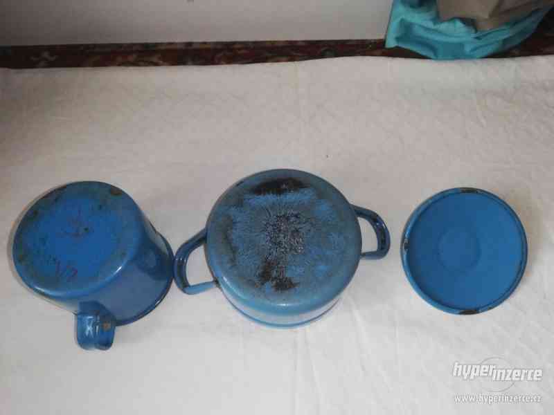 Modré smaltované nádobí - 3 ks - foto 4