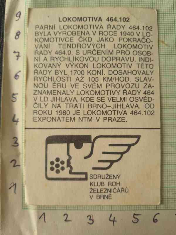  Parní lokomotiva 464.102 - obrázek ROH železničářů Brno  - foto 2
