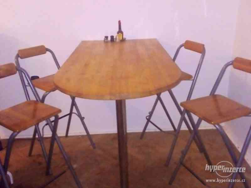 Jídelní stůl na jedné noze + 4 židle - foto 3