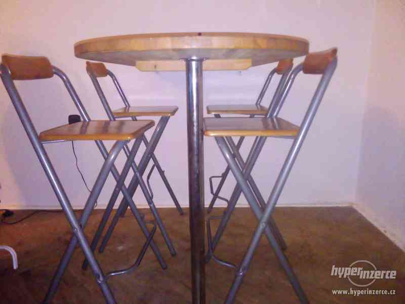 Jídelní stůl na jedné noze + 4 židle - foto 4