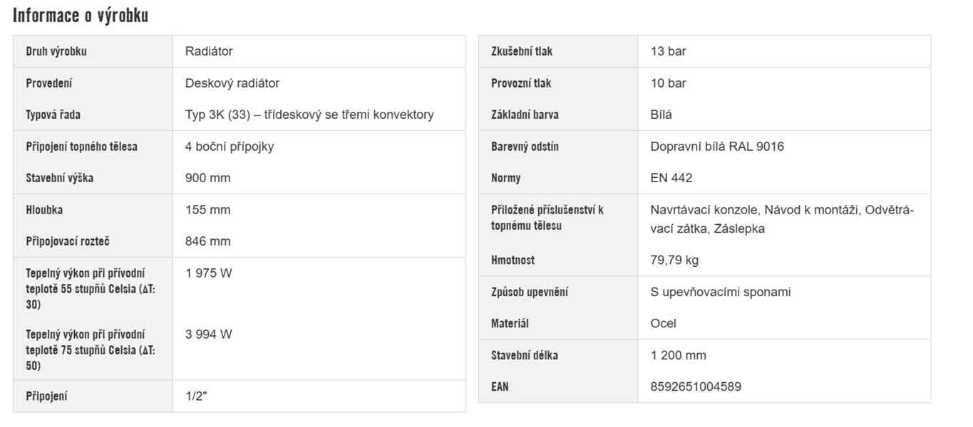 Deskový radiátor Korado Radik Klasik 33 900x1200mm - foto 2