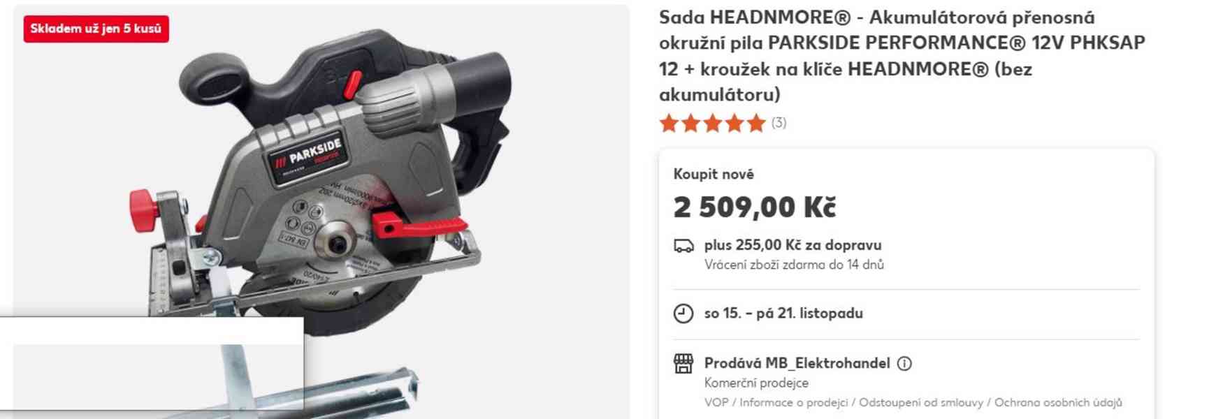 Okružní pila nepoužitá záruka 5 let,doklad,zaslání - foto 3