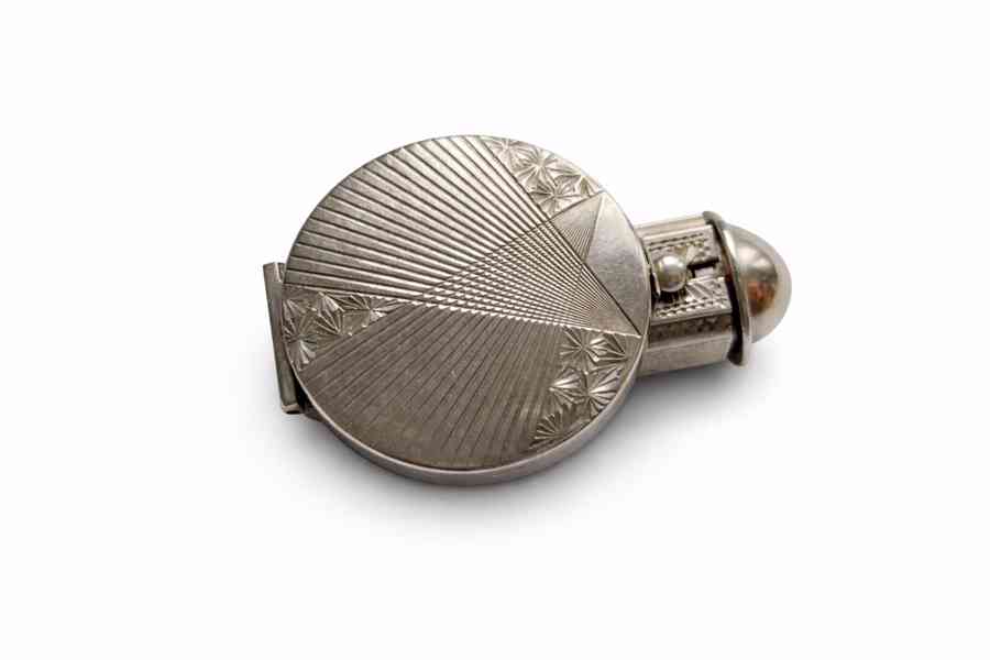 Starožitná stříbrná rtěnka 900/1000 se zrcátkem - foto 3