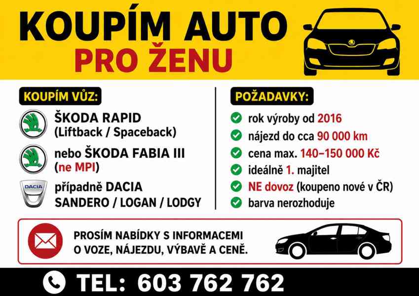 Koupím Škoda Rapid, Fabia  do 150 000 Kč (max. 100 tis. km) - foto 3