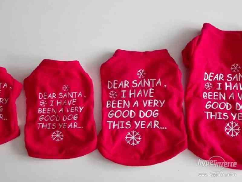 vánoční červené fleece triko pro psa / kočku - foto 2