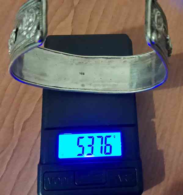 Starý silný stříbrný náramek přes 53g - foto 3