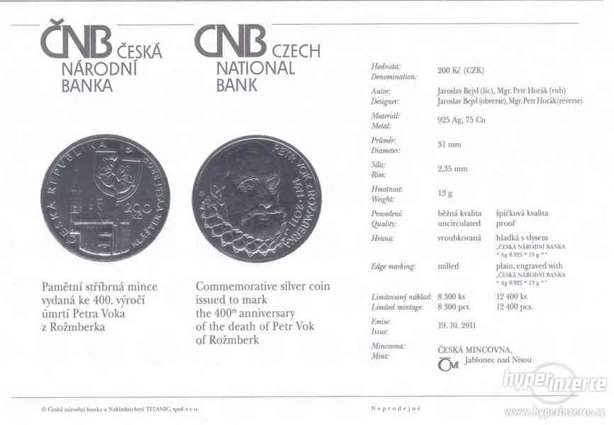 Stříbrná mince 400.výročí úmrtí Petra Voka z Rožmberka PROOF - foto 3