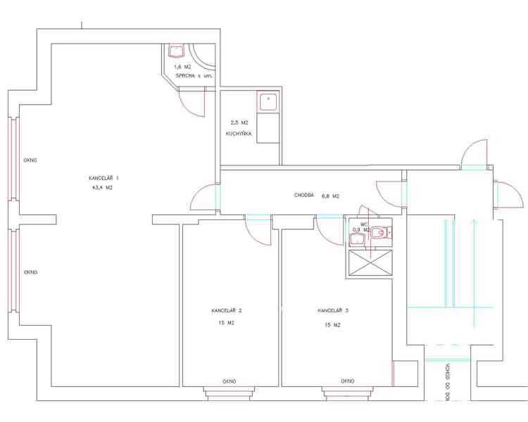 Pronájem kancelářských prostor 92 m²  3 samostatné kanceláře - foto 17