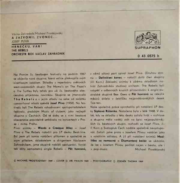 The Rebels ‎– A zazvonil zvonec / Hrnečku vař (SP) - foto 2
