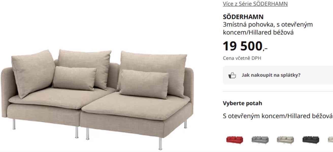 3místná sedačka Soderhamn z IKEA + sedací díl - foto 2