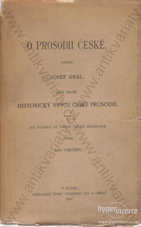 O prosodii české Hist. vývoj české prosodie J.Král - foto 1