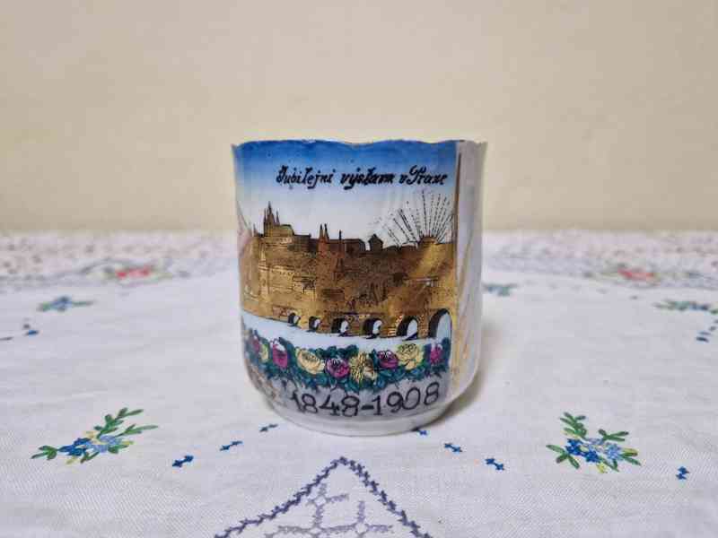 Vzácný starý ručně malovaný Hrnek Praha 1908 - foto 3