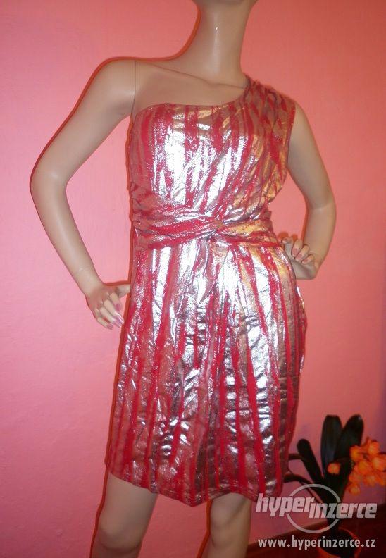 Společenské stříbročervené šaty vel.44-46 - foto 10