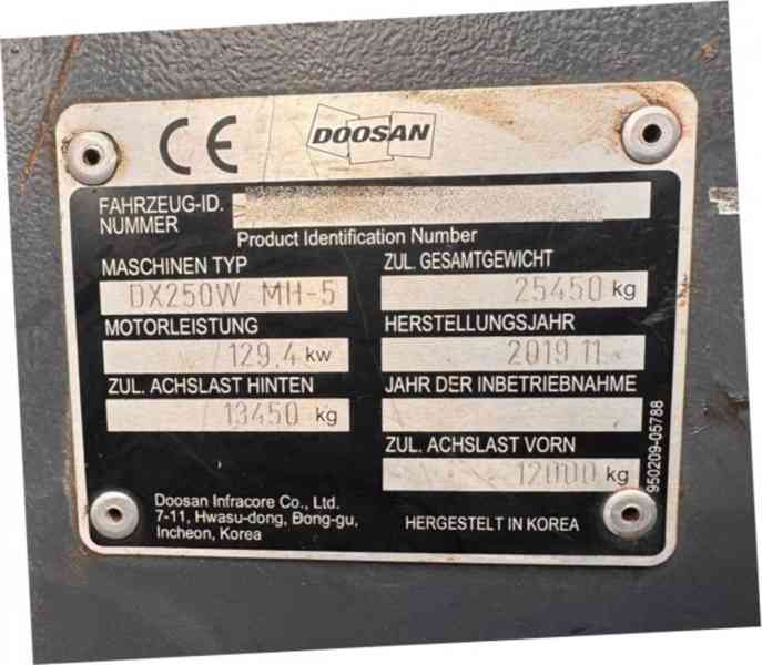 25.5t bagr překládka Doosan DX250 WMH5 (DEVELON) - foto 12