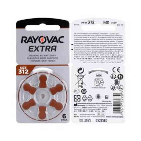 Baterie do naslouchadel Rayovac Extra 312 - 6ks - foto 2