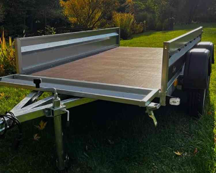 Nový přívěsný vozík,2x náprava, 2,35m x 1,30, řidičák B, DPH - foto 7