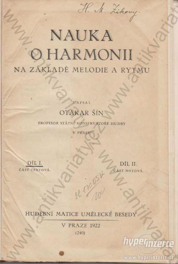Nauka o harmonii Otakar Šín 1922 - foto 1