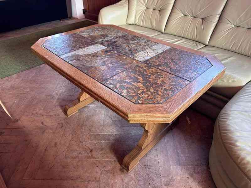  710 Konferenční stůl stolek rustikální dlažba rozkládací 