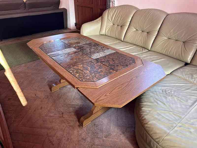  710 Konferenční stůl stolek rustikální dlažba rozkládací  - foto 2