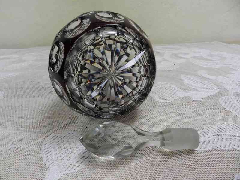 Krásná Art Deco vysoká rubínová Karafa Nový Bor - foto 6