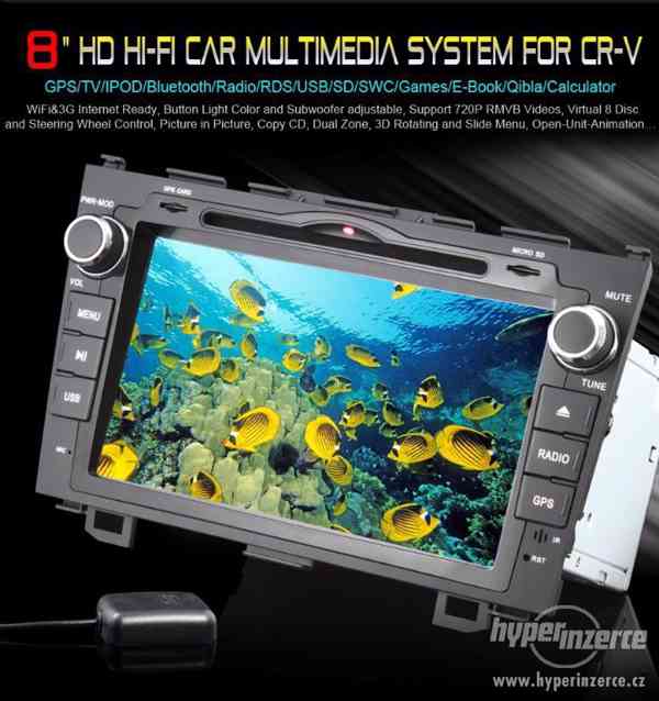HONDA CRV CR-V Dotykove Autoradio NAVI DVD BT SD USB 8displ. - foto 2