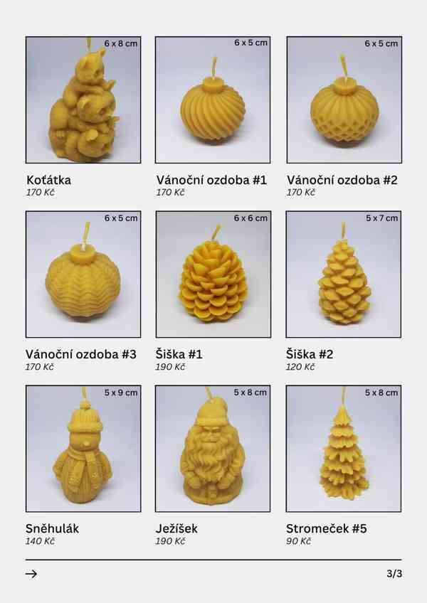 Svíčky ze 100% včelího vosku - různé druhy - foto 27