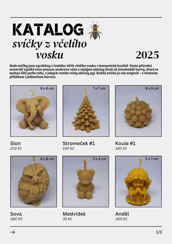 Svíčky ze 100% včelího vosku - různé druhy - foto 25