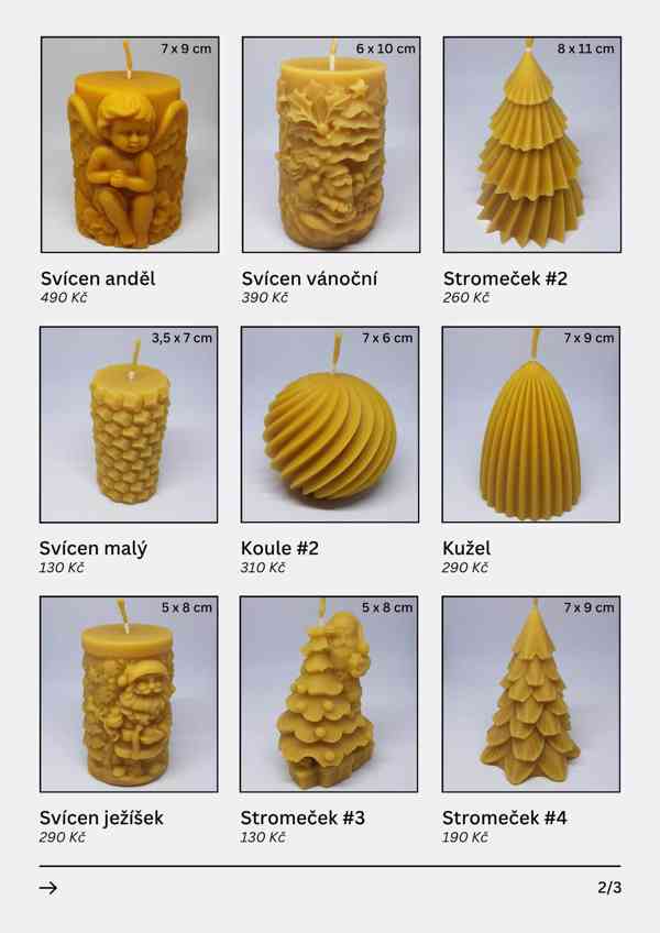 Svíčky ze 100% včelího vosku - různé druhy - foto 26