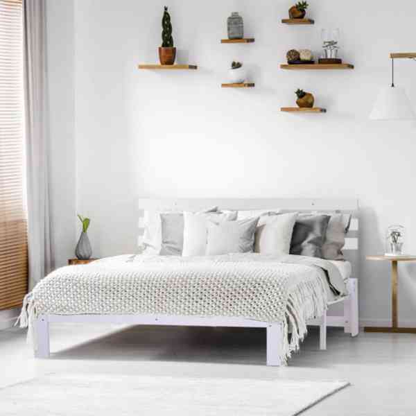 Dřevěná postel z masivní borovice 160 x 200 cm | bílá - foto 1