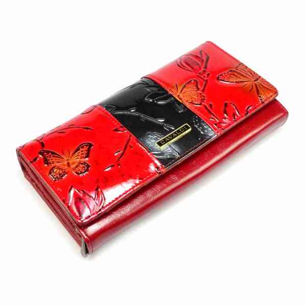 Červená dámská kožená peněženka s pruhem - foto 2