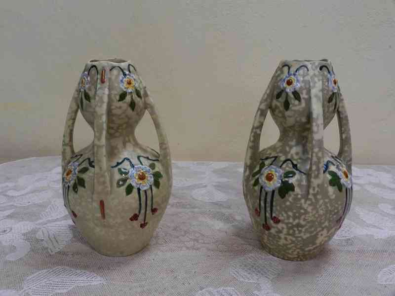 Krásné secesní párové Vázy Royal Dux Značeno - foto 6