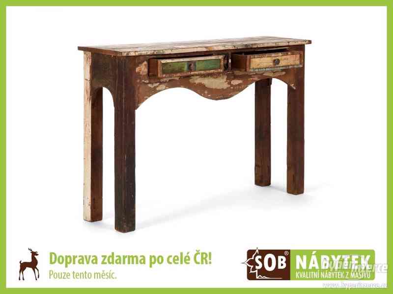Konzolový stolek barevný, masivní toaletní stolek dřevěný - foto 1
