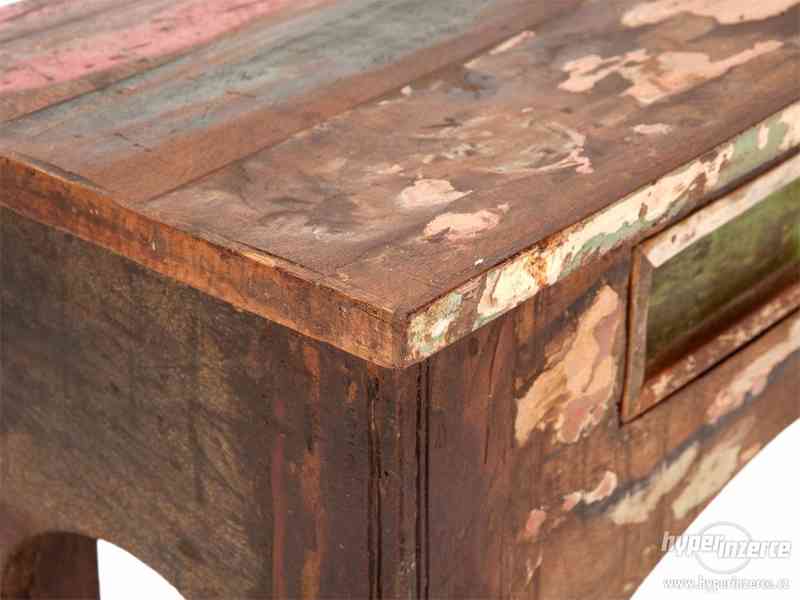 Konzolový stolek barevný, masivní toaletní stolek dřevěný - foto 2
