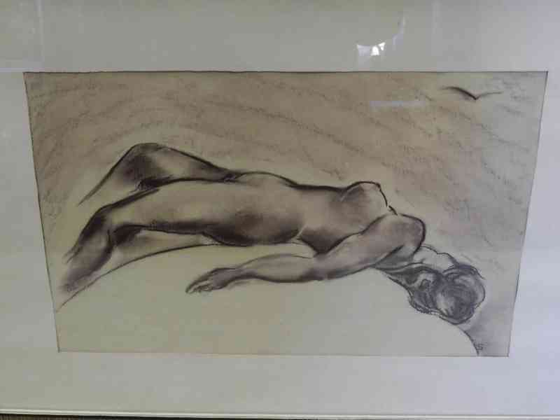 Hezký starý Obraz Ležící Akt Čechy Signováno  - foto 2