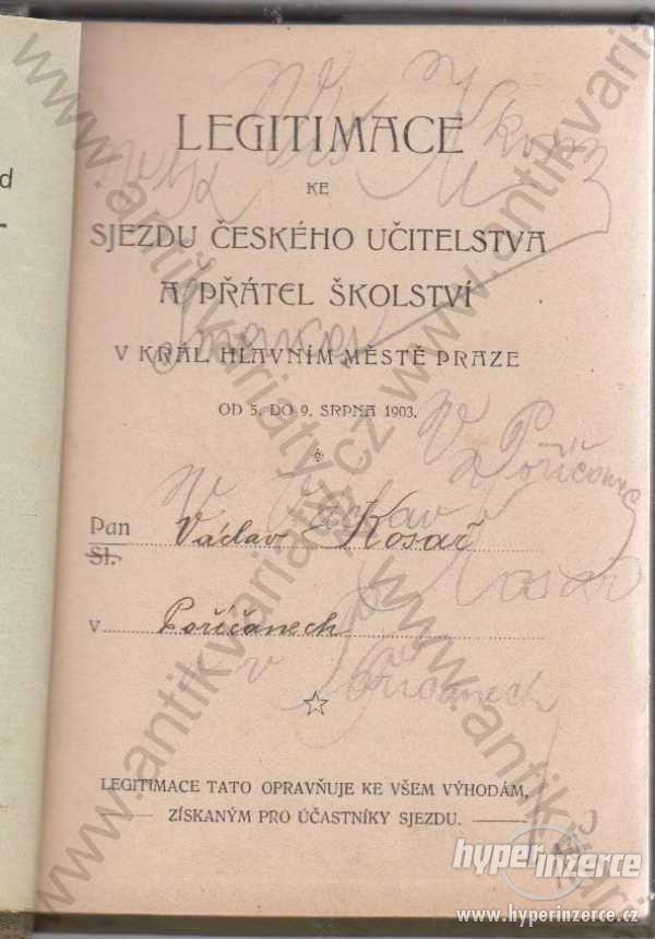 Legitimace ke sjezdu čes. učitelstva a přátel 1903 - foto 1